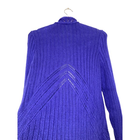 Chicos Draped Blue Cotton Blend Waterfall Cardigan Sweater Size Large Chicos 2 - Picture 5 of 10